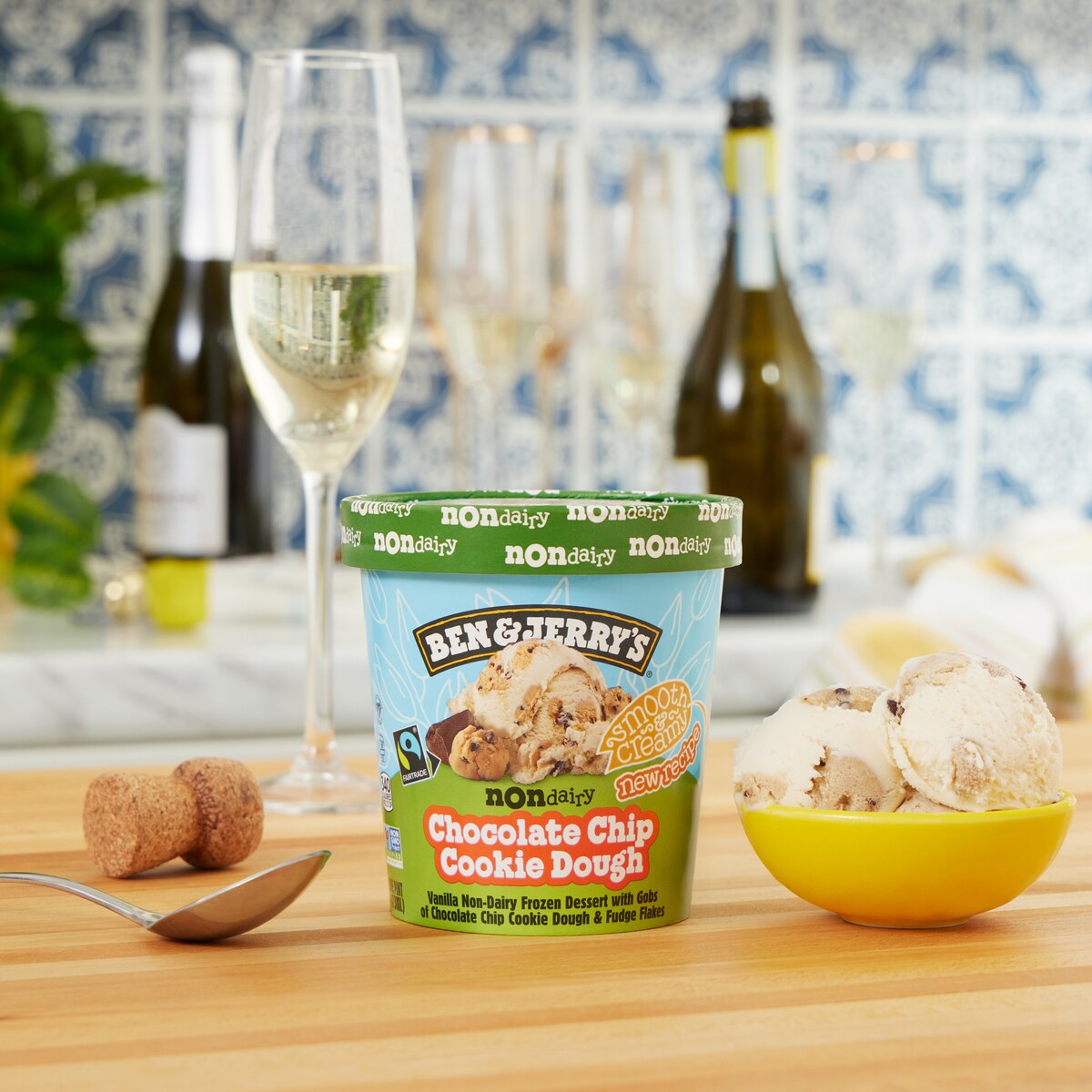 prosecco with a scoop of Cookies on Cookie Dough Non-Dairy